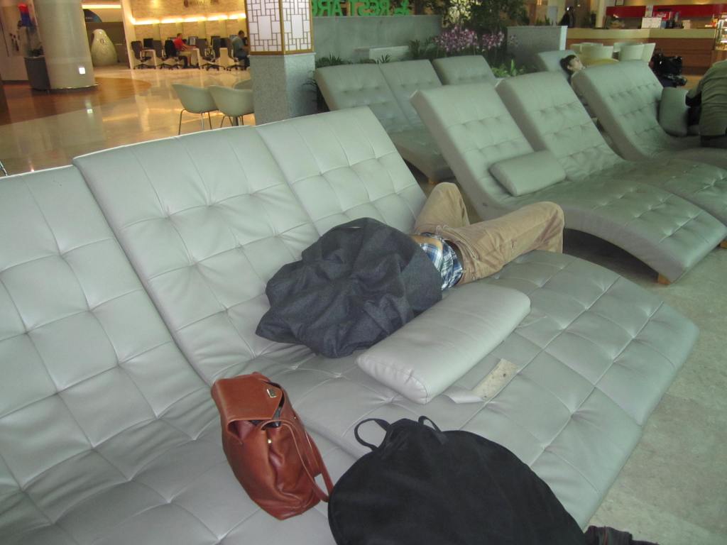 Zach sleeping in Seoul
