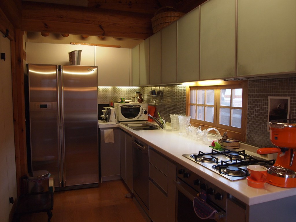 A very modern kitchen inside