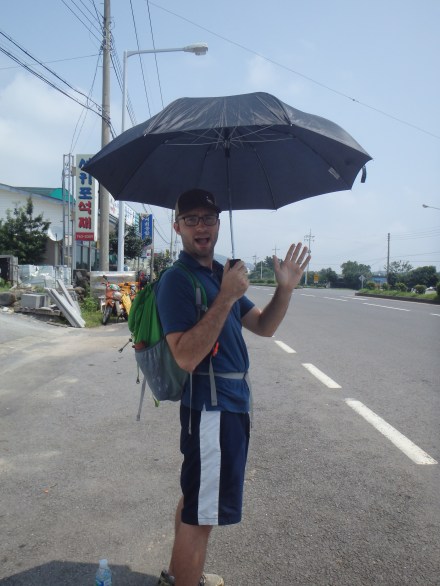 Waiting for the bus in true Asian style 