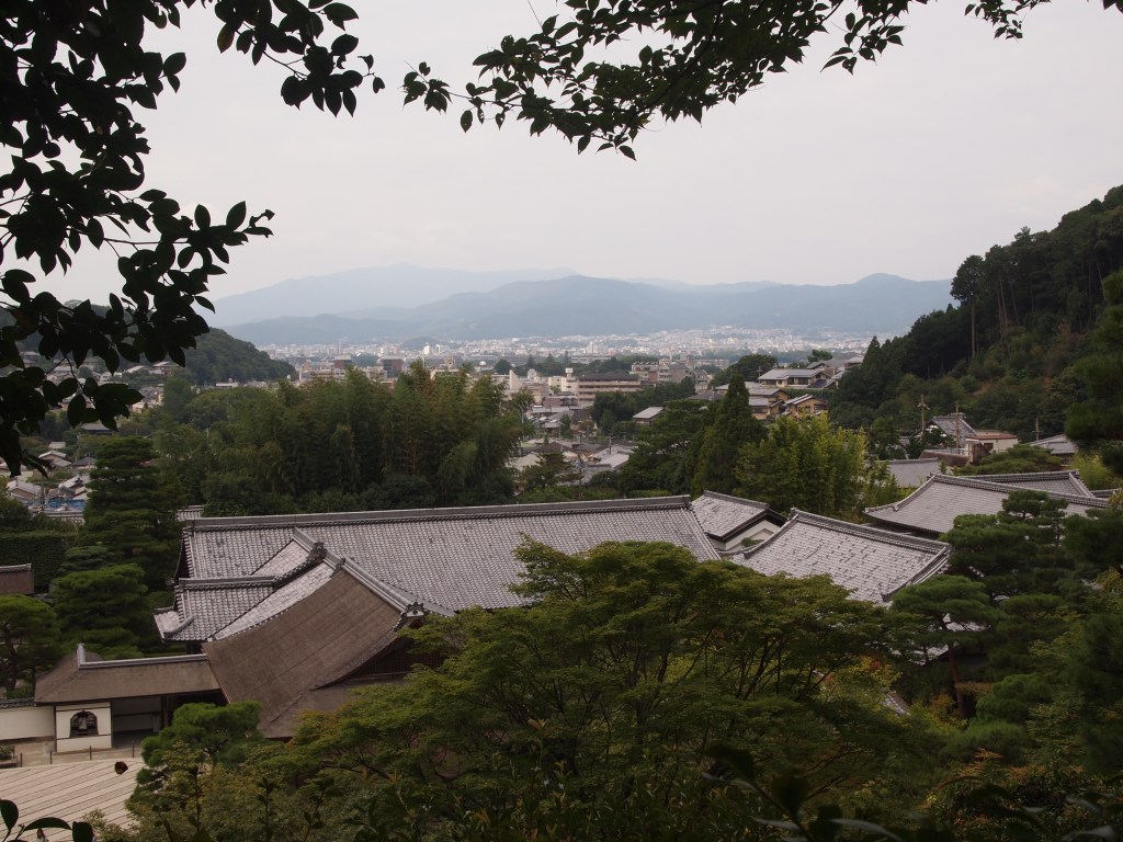 If you walk up the path into the moss garden there's a lovely view of Kyoto