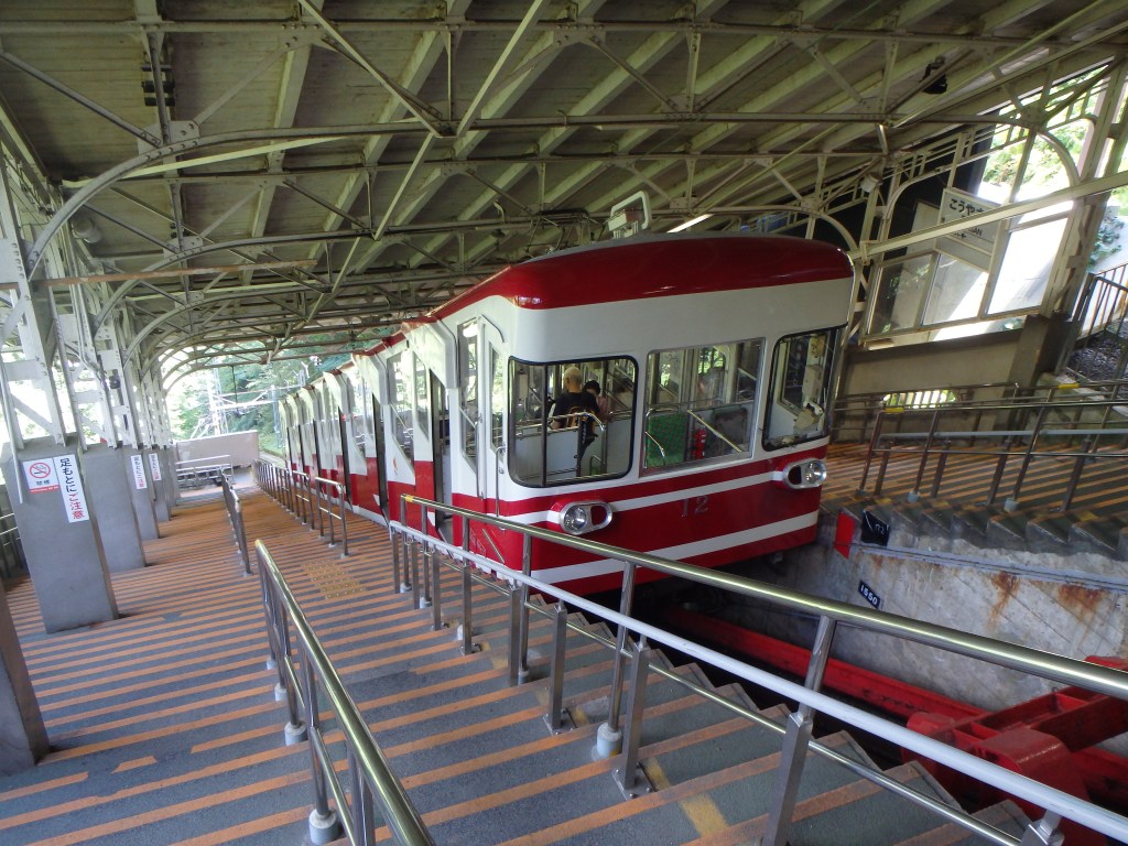 Taking the cable car down from Koya 