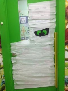 I did a mummy door that was promptly destroyed 
