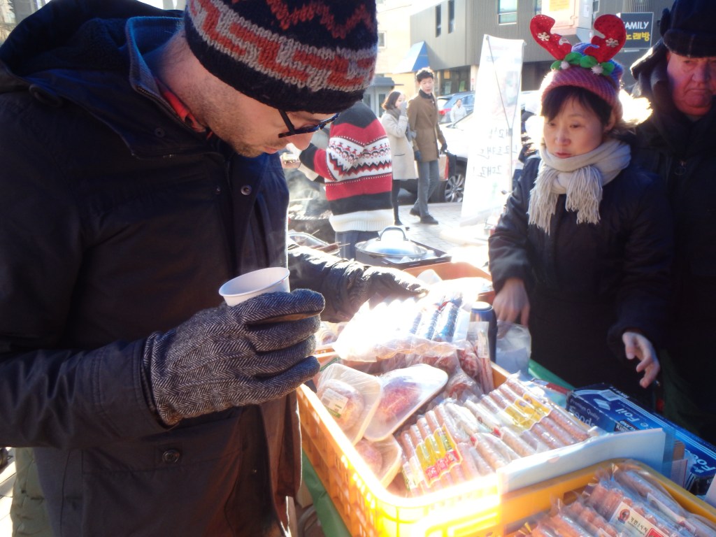 checking out the sausage selection 
