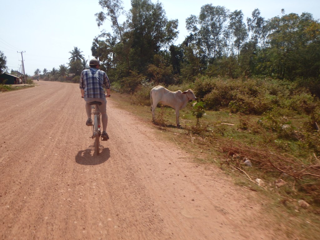 Riding down the dirt road from our guest house