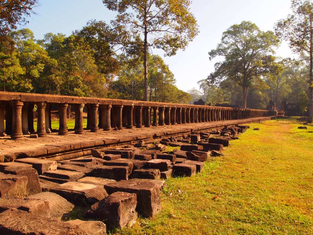 elevated walkway to the temple