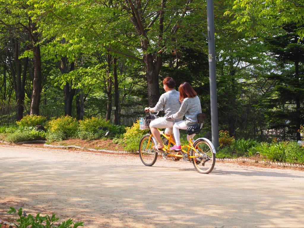 When riding a tandem bike it's important to also match 