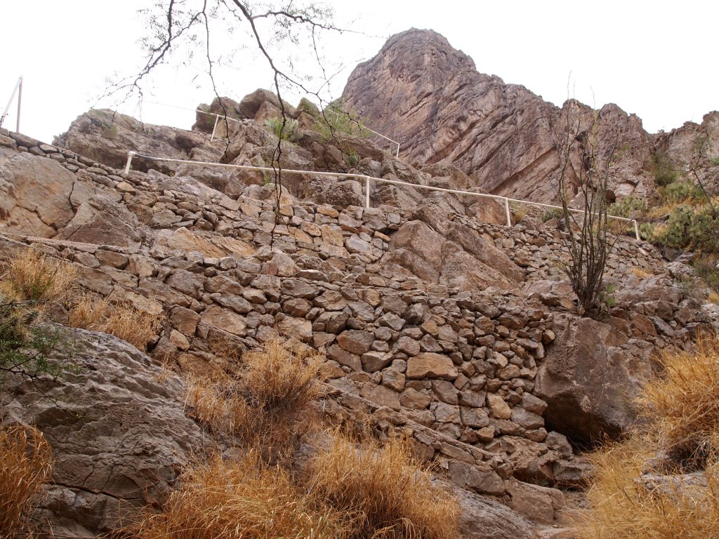 The most difficult part of the trail - walking up these steep ramps