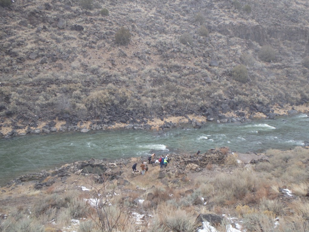 The new arrivals being pelted by snow