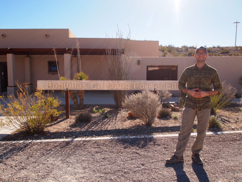 Zach in front of the Port of Entry 