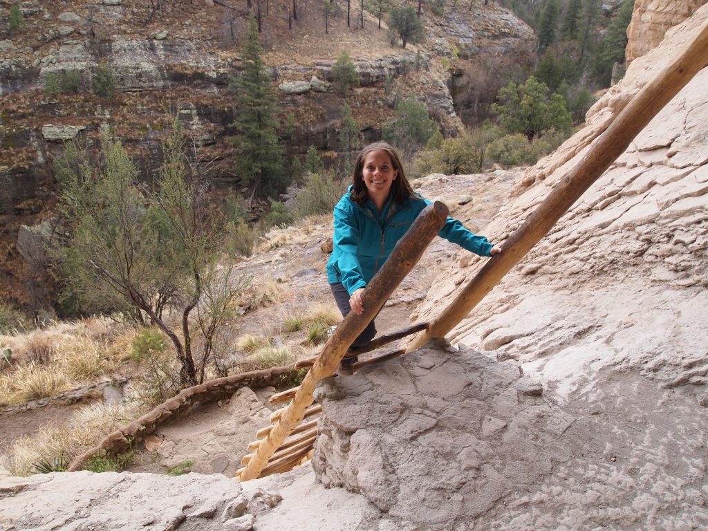 Climbing down from cave four
