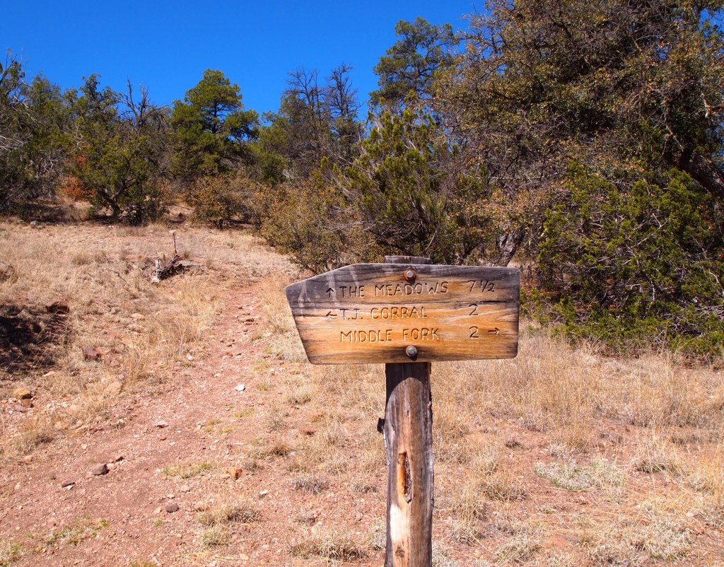 Our first junction after 2 miles - we continued toward The Meadows