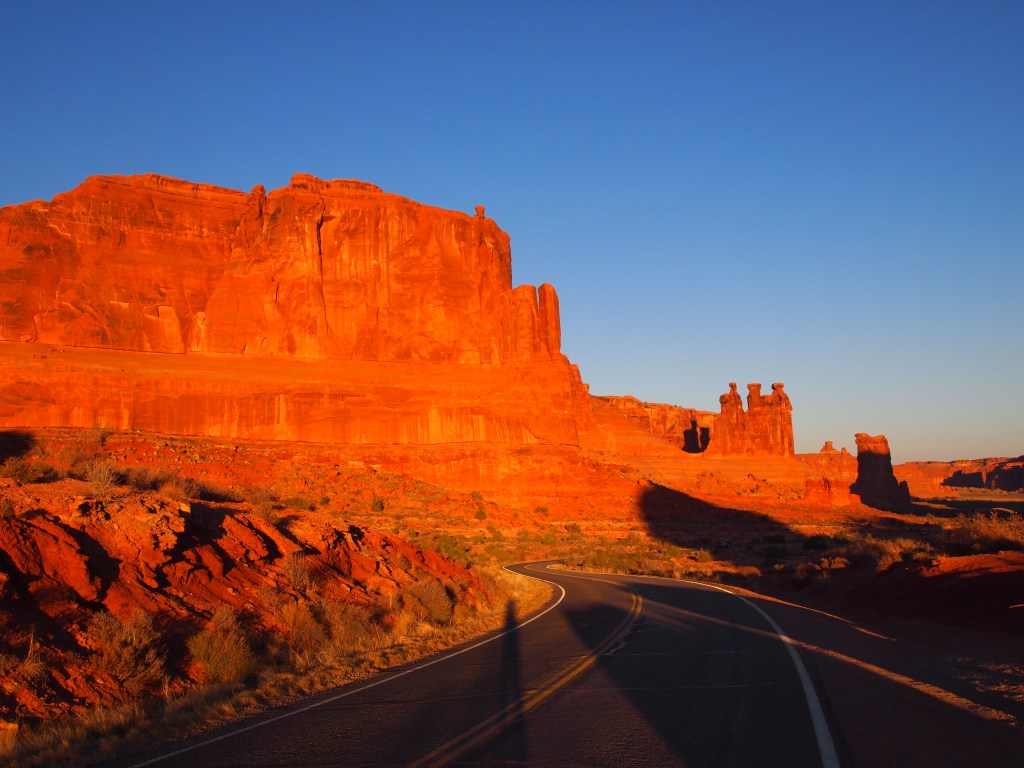A bright sun rises over the park 